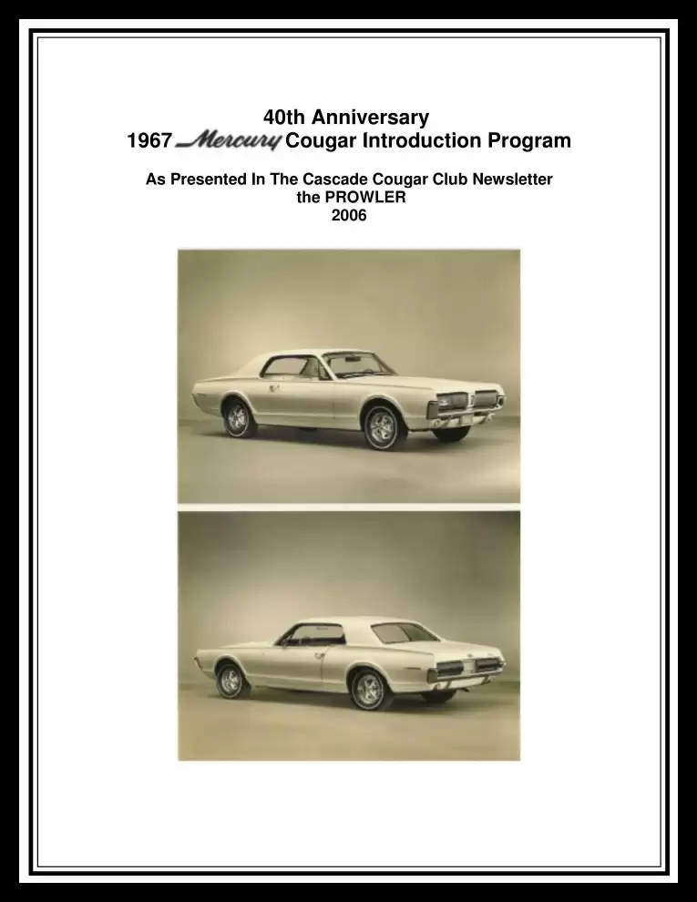 Classic Cougar Community: 1967 Cougar Introduction Program Page 1