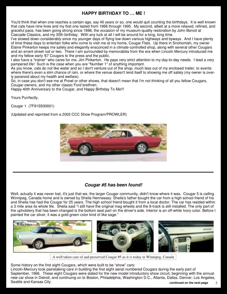 Classic Cougar Community: 1967 Cougar Introduction Program Page 4