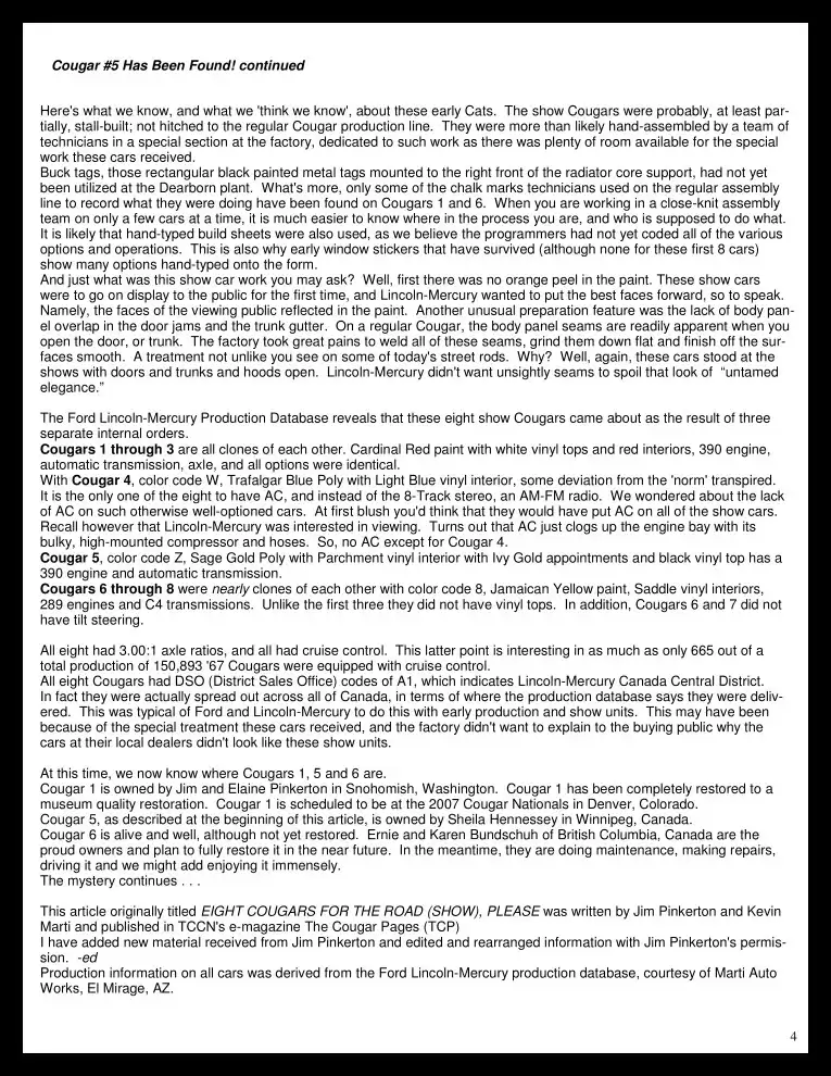 Classic Cougar Community: 1967 Cougar Introduction Program Page 5