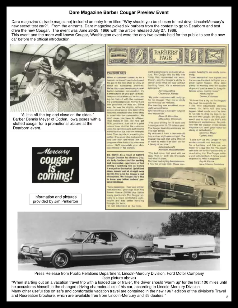 Classic Cougar Community: 1967 Cougar Introduction Program Page 9
