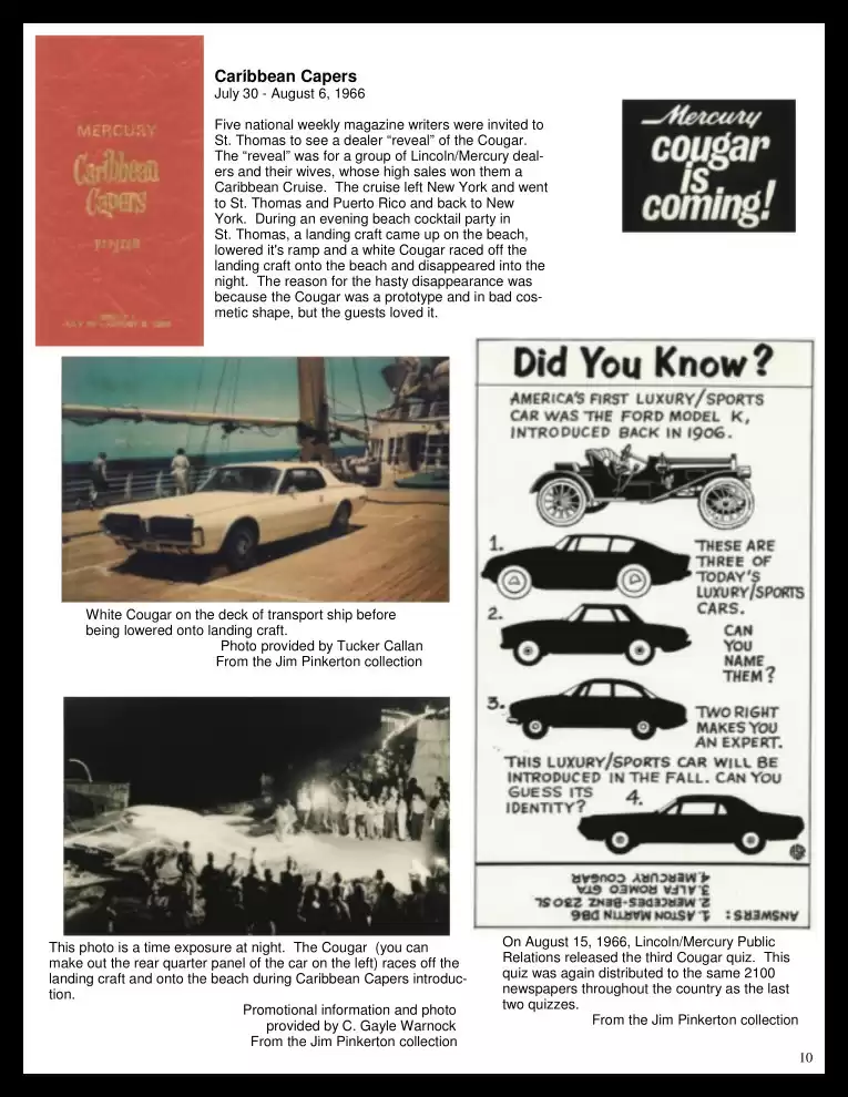 Classic Cougar Community: 1967 Cougar Introduction Program Page 11