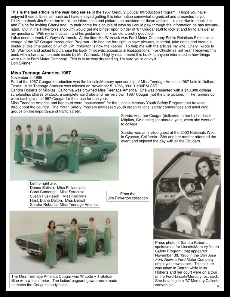 Classic Cougar Community: 1967 Cougar Introduction Program Page 17