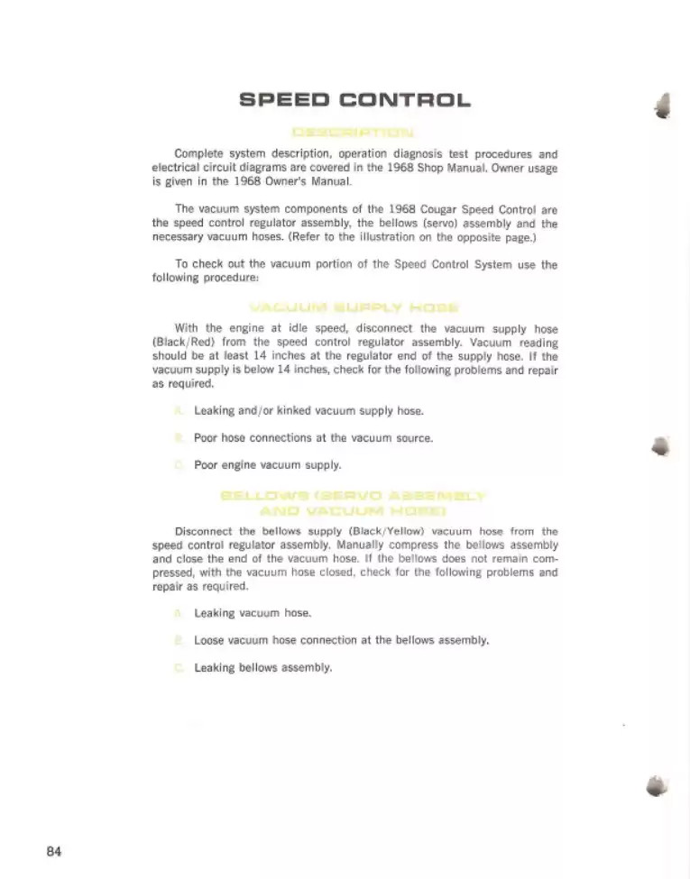 Classic Cougar Community: 1968 Vacuum System Diagnostic Guide Page 18